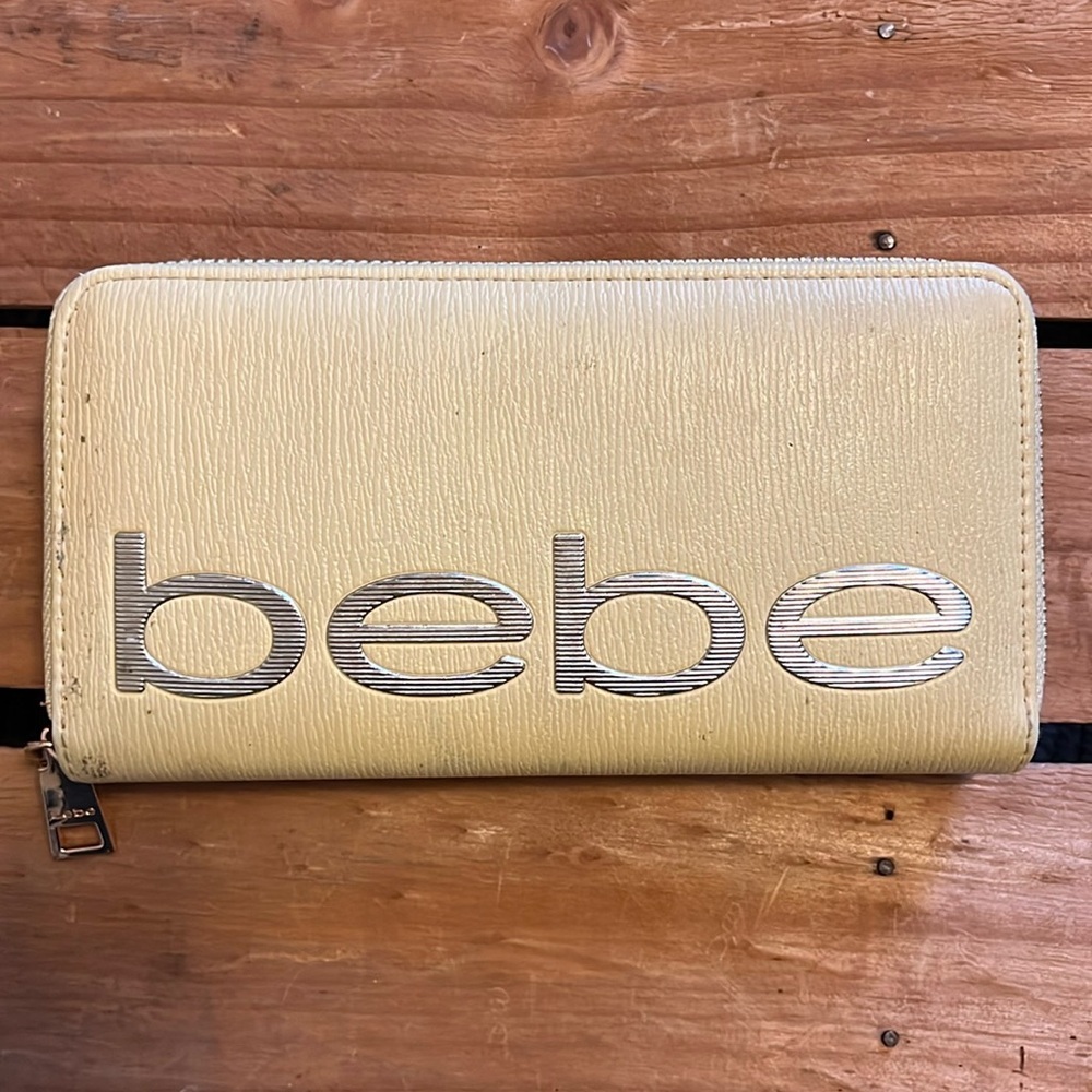 bebe Metallic Gold Wristlet Clutch